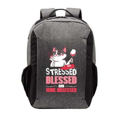 Wine Obsessed Funny Wine Ing Cat Lover Quote Gift Vector Backpack