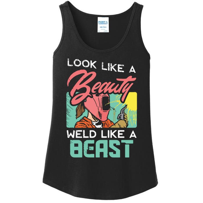 Welder Outfit For A Female Welding Welder Funny Ladies Essential Tank