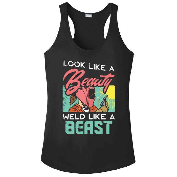 Welder Outfit For A Female Welding Welder Funny Ladies PosiCharge Competitor Racerback Tank