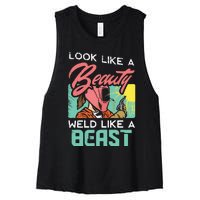 Welder Outfit For A Female Welding Welder Funny Women's Racerback Cropped Tank