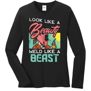 Welder Outfit For A Female Welding Welder Funny Ladies Long Sleeve Shirt