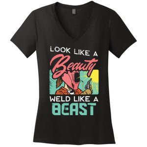 Welder Outfit For A Female Welding Welder Funny Women's V-Neck T-Shirt