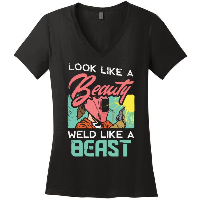 Welder Outfit For A Female Welding Welder Funny Women's V-Neck T-Shirt