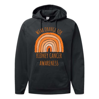 Wear Orange For Kidney Cancer Awareness Kidney Cancer Performance Fleece Hoodie