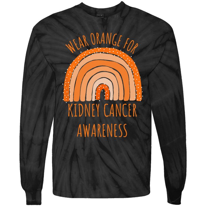 Wear Orange For Kidney Cancer Awareness Kidney Cancer Tie-Dye Long Sleeve Shirt