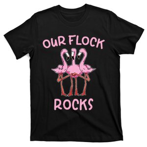 Womens Our Flock Rocks Flamingo Matching Family Vacation Group T-Shirt