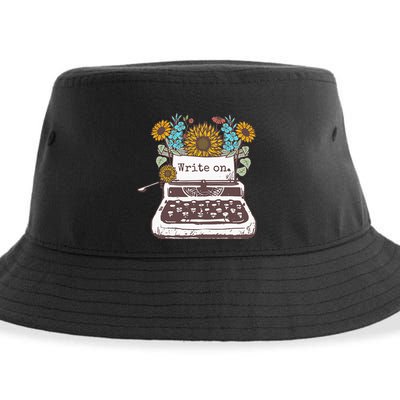 Write On Funny Novelty Vintage Typewriter For Writers Sustainable Bucket Hat