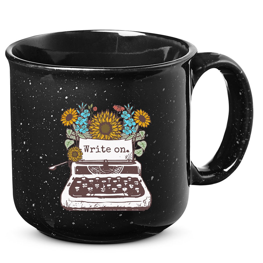 Write On Funny Novelty Vintage Typewriter For Writers 15oz Campfire Ceramic Mug