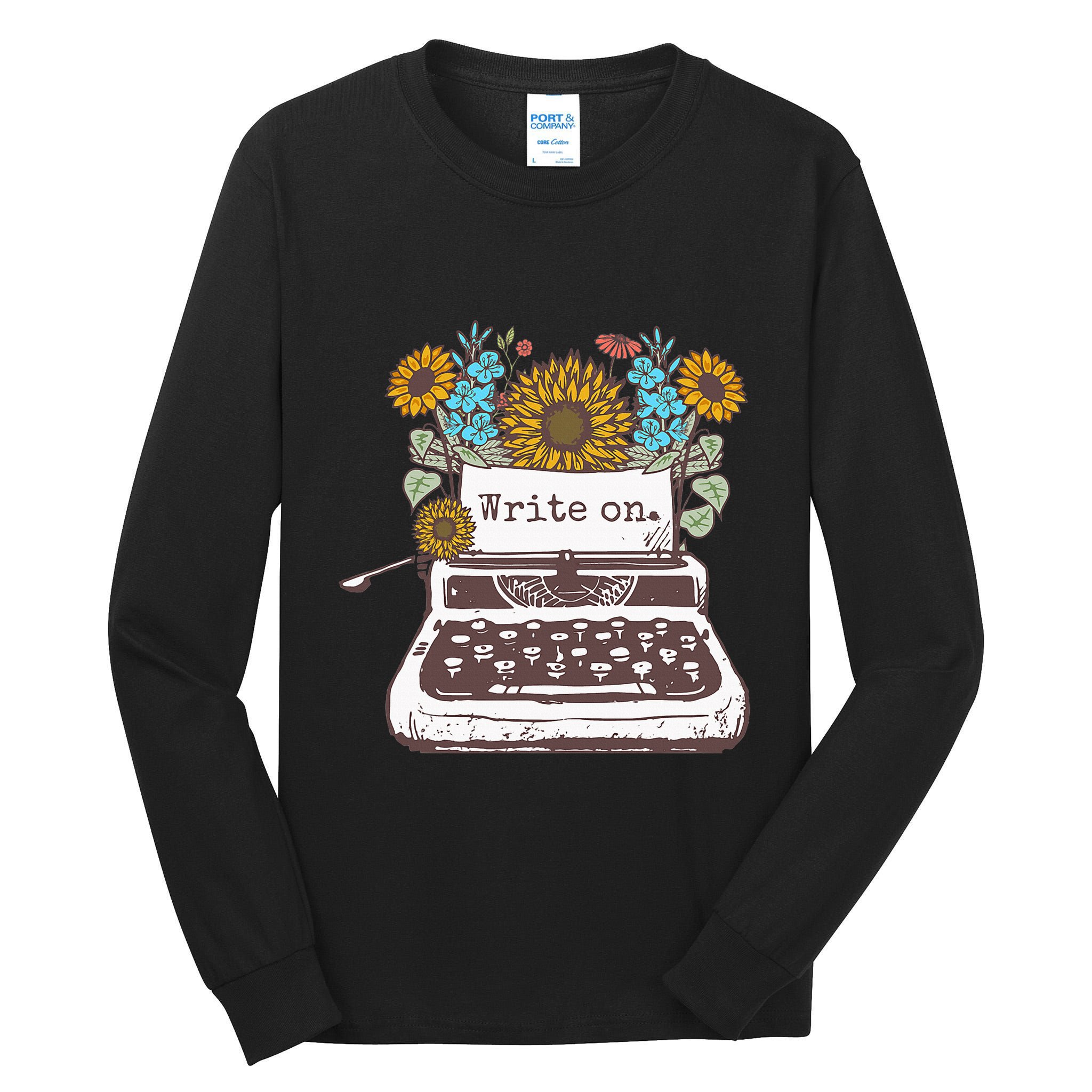 Write On Funny Novelty Vintage Typewriter For Writers Tall Long Sleeve T-Shirt