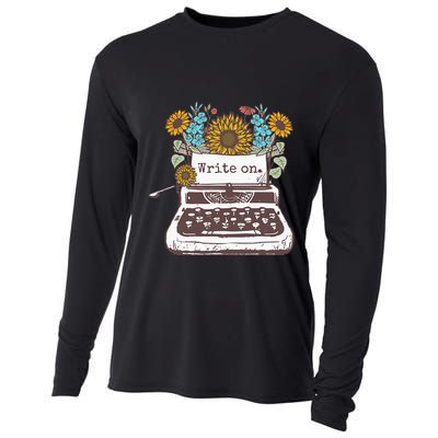 Write On Funny Novelty Vintage Typewriter For Writers Cooling Performance Long Sleeve Crew