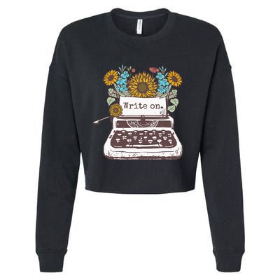 Write On Funny Novelty Vintage Typewriter For Writers Cropped Pullover Crew