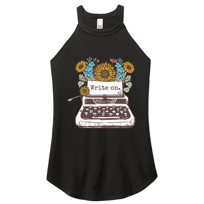 Write On Funny Novelty Vintage Typewriter For Writers Women's Perfect Tri Rocker Tank