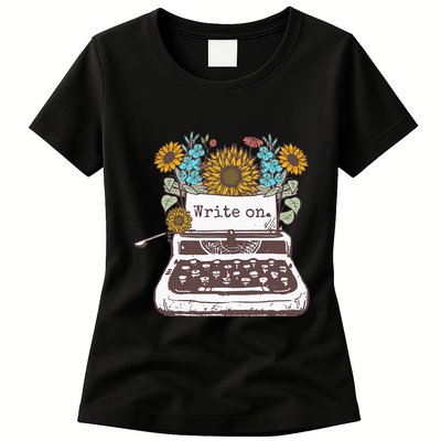 Write On Funny Novelty Vintage Typewriter For Writers Womens T-Shirt