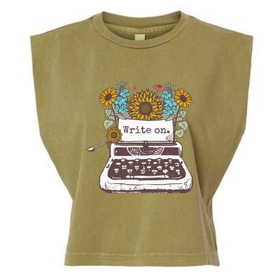 Write On Funny Novelty Vintage Typewriter For Writers Garment-Dyed Women's Muscle Tee