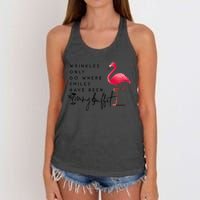 W.rinkles Only Go Where Smiles Have Been Women's Knotted Racerback Tank