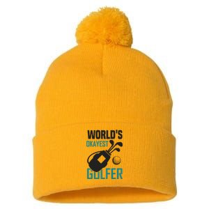 World's Okayest Golfer Pom Pom 12in Knit Beanie