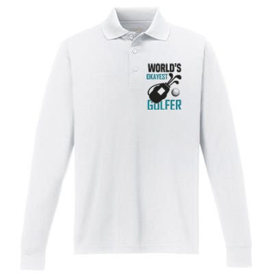 World's Okayest Golfer Performance Long Sleeve Polo