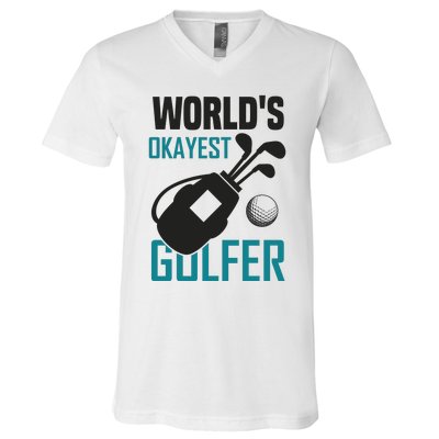 World's Okayest Golfer V-Neck T-Shirt