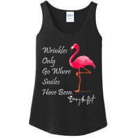 Wrinkles Only Go Where Smiles Have Been Flamingo Funny Ladies Essential Tank