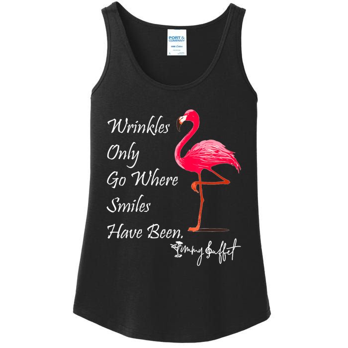 Wrinkles Only Go Where Smiles Have Been Flamingo Funny Ladies Essential Tank