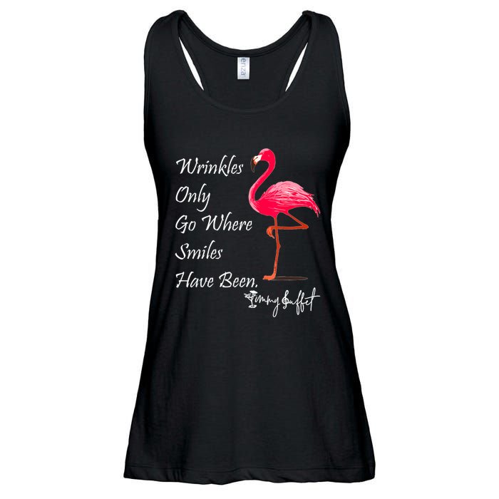 Wrinkles Only Go Where Smiles Have Been Flamingo Funny Ladies Essential Flowy Tank