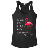 Wrinkles Only Go Where Smiles Have Been Flamingo Funny Ladies PosiCharge Competitor Racerback Tank