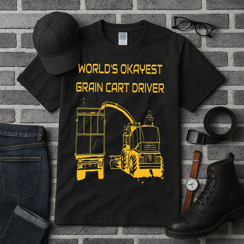 World's Okayest Grain Cart Driver  Fun Farming Tall T-Shirt