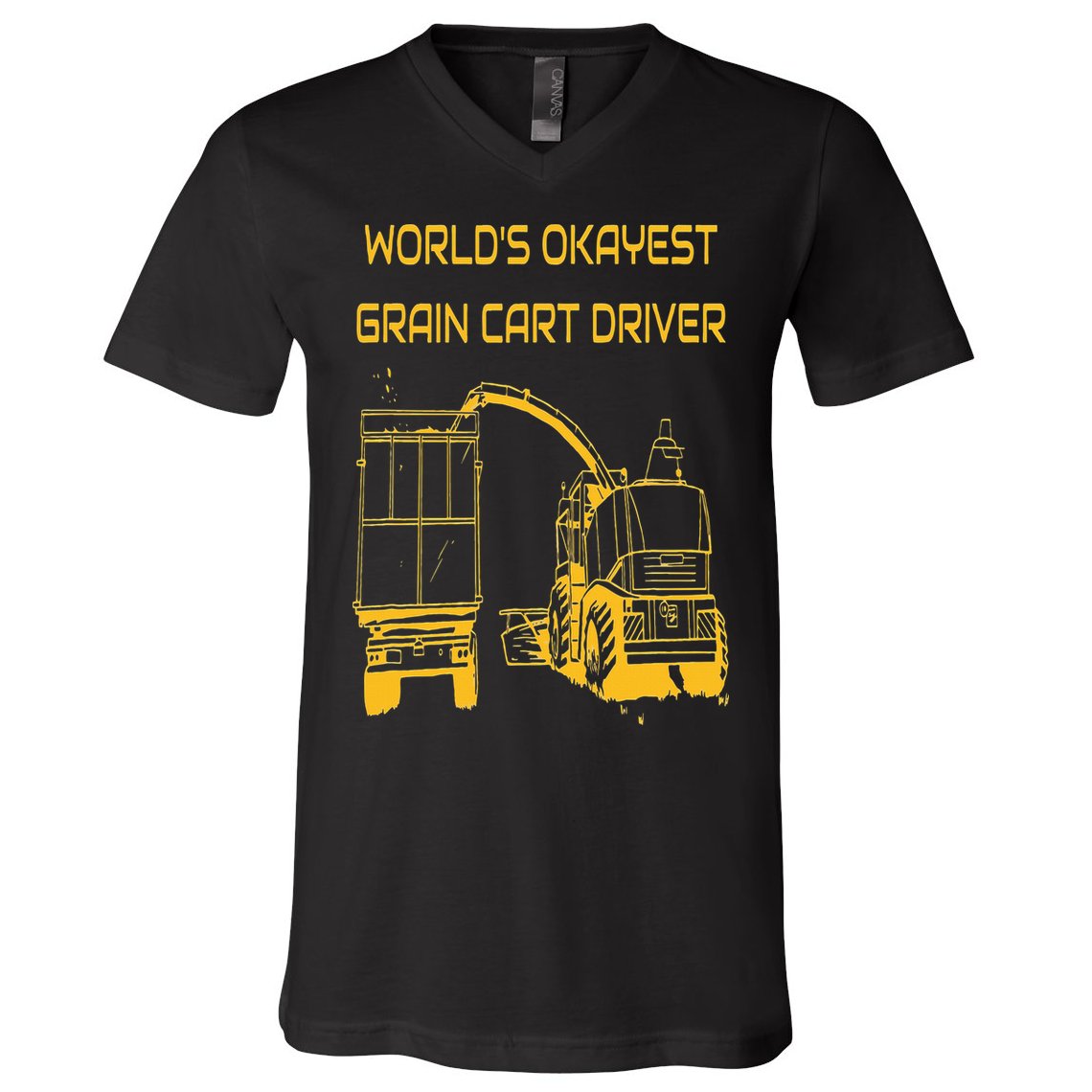World's Okayest Grain Cart Driver  Fun Farming V-Neck T-Shirt