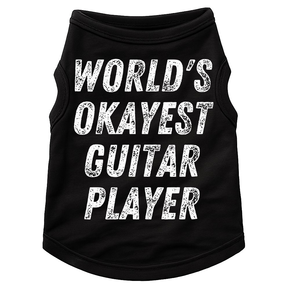 WorldS Okayest Guitar Player Funny Guitarist Guitar Lover Doggie Tank