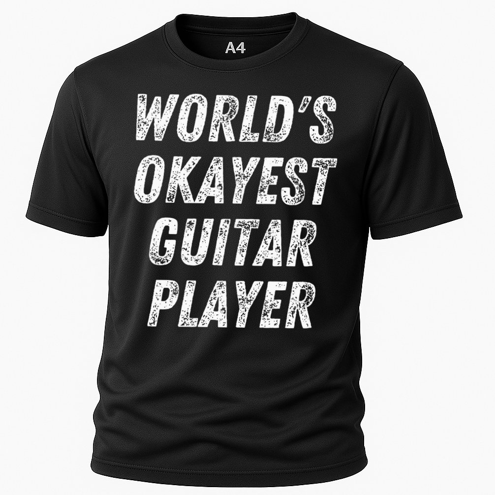 WorldS Okayest Guitar Player Funny Guitarist Guitar Lover Cooling Performance Crew T-Shirt