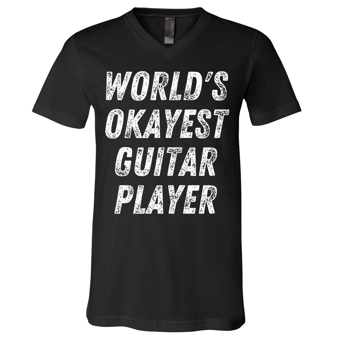 WorldS Okayest Guitar Player Funny Guitarist Guitar Lover V-Neck T-Shirt