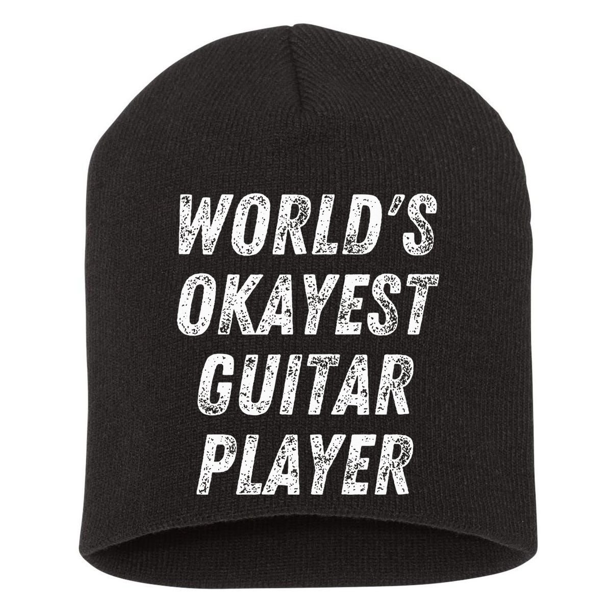 WorldS Okayest Guitar Player Funny Guitarist Guitar Lover Short Acrylic Beanie