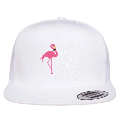 Wrinkles Only Go Where Smiles Have Been Flat Bill Trucker Hat