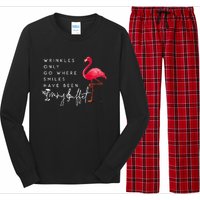 Wrinkles Only Go Where Smiles Have Been Flamingo Funny Long Sleeve Pajama Set