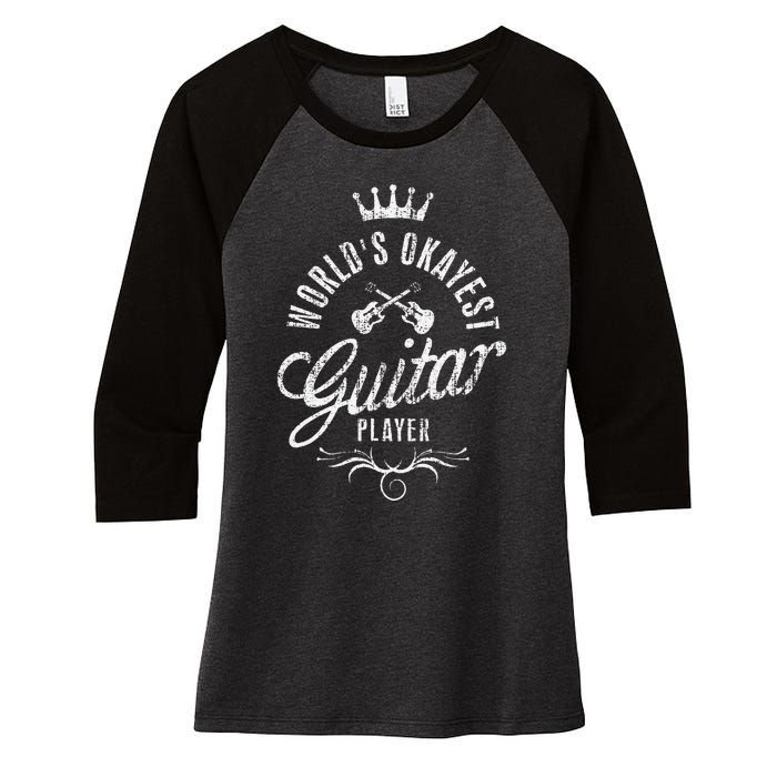 World's Okayest Guitar Player Vintage Women's Tri-Blend 3/4-Sleeve Raglan Shirt