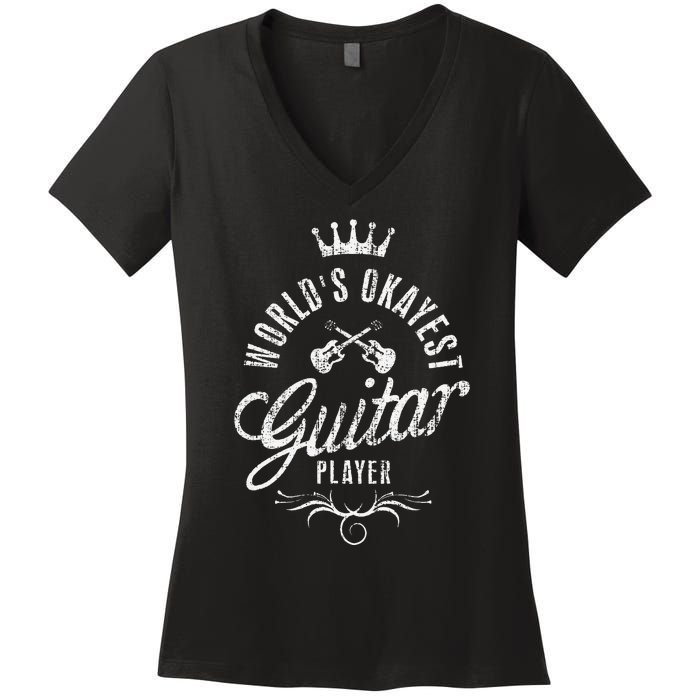 World's Okayest Guitar Player Vintage Women's V-Neck T-Shirt