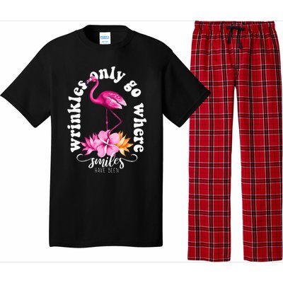 Wrinkles Only Go Where Smiles Have Been Flamingo Pajama Set