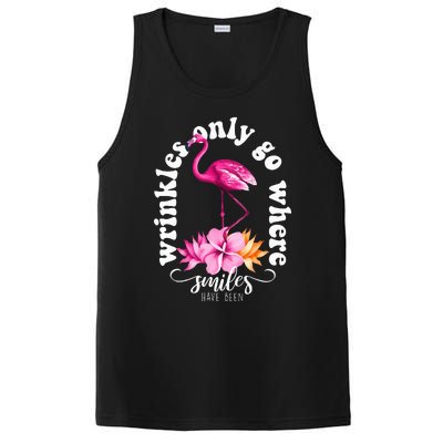 Wrinkles Only Go Where Smiles Have Been Flamingo PosiCharge Competitor Tank