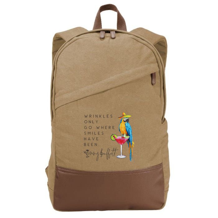 Wrinkles Only Go Where Smiles Have Been Cute Parrot Mexican Cotton Canvas Backpack