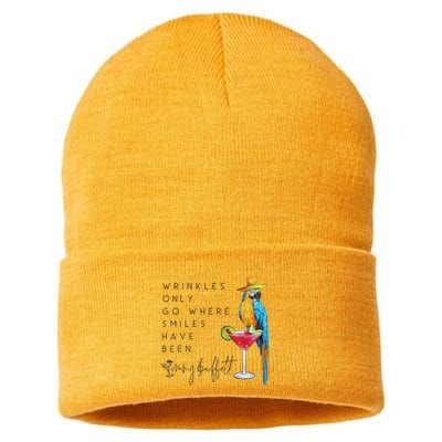 Wrinkles Only Go Where Smiles Have Been Cute Parrot Mexican Sustainable Knit Beanie
