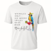 Wrinkles Only Go Where Smiles Have Been Cute Parrot Mexican Cooling Performance Crew T-Shirt