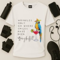 Wrinkles Only Go Where Smiles Have Been Cute Parrot Mexican Cooling Performance Crew T-Shirt