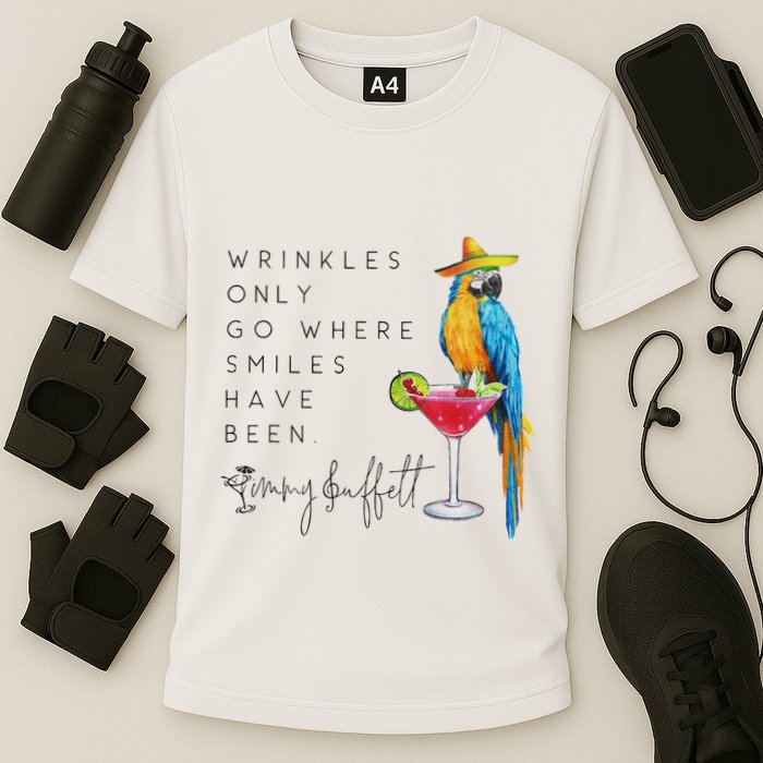 Wrinkles Only Go Where Smiles Have Been Cute Parrot Mexican Cooling Performance Crew T-Shirt