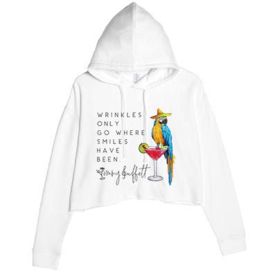 Wrinkles Only Go Where Smiles Have Been Cute Parrot Mexican Crop Fleece Hoodie