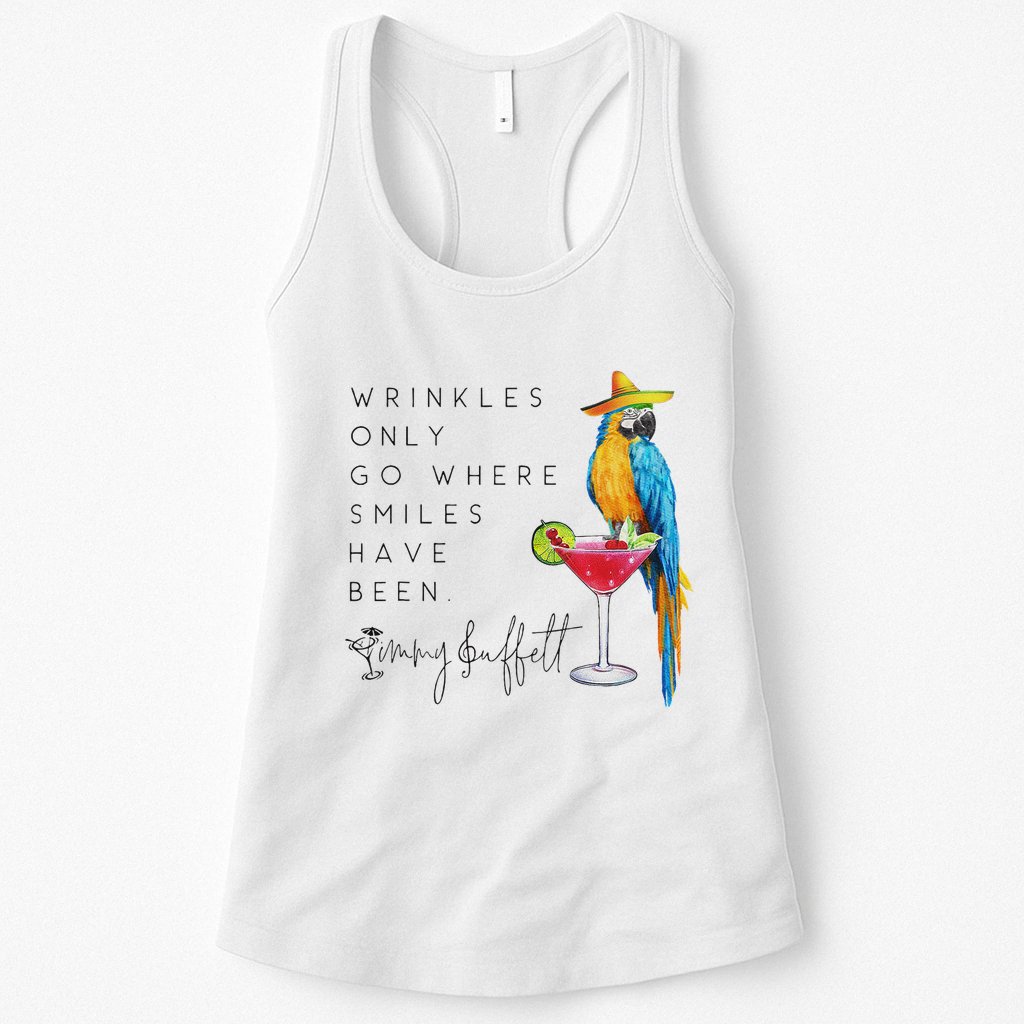 Wrinkles Only Go Where Smiles Have Been Cute Parrot Mexican Womens Tank Top
