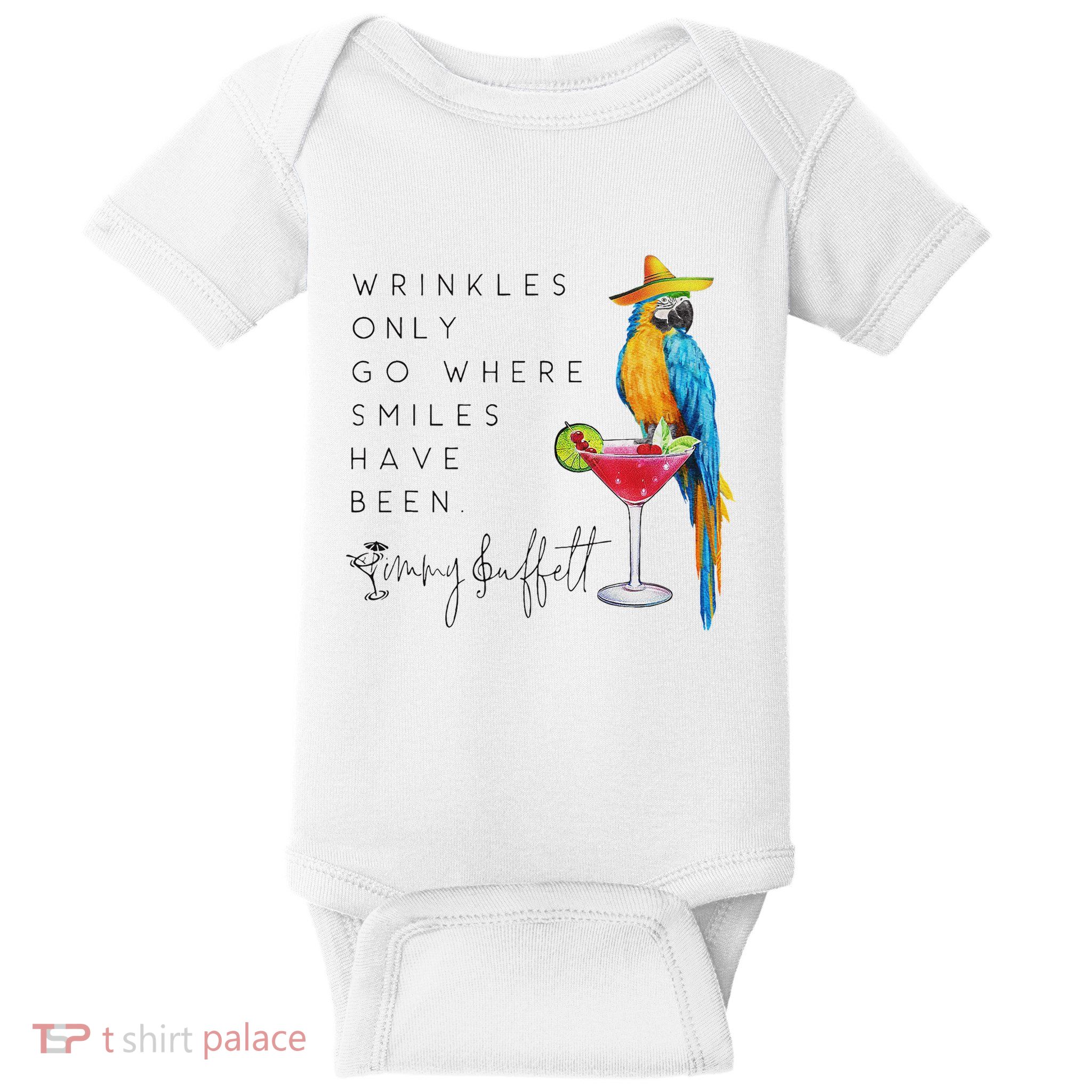 Wrinkles Only Go Where Smiles Have Been Cute Parrot Mexican Baby Bodysuit
