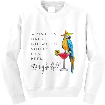 Wrinkles Only Go Where Smiles Have Been Cute Parrot Mexican Kids Sweatshirt