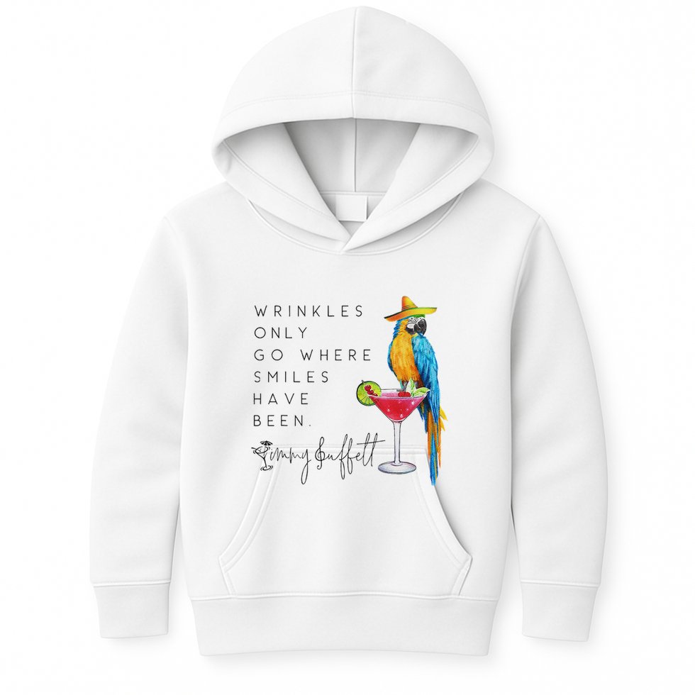 Wrinkles Only Go Where Smiles Have Been Cute Parrot Mexican Kids Hoodie