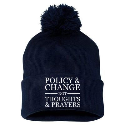 Wear Orange Gun Violence Policy & Change Not Thoughts Prayer Pom Pom 12in Knit Beanie