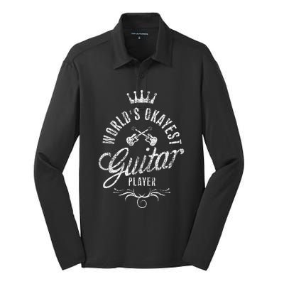 WorldS Okayest Guitar Player Silk Touch Performance Long Sleeve Polo